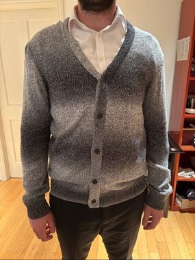 Express Gray V-Neck Button Cardigan Sweater